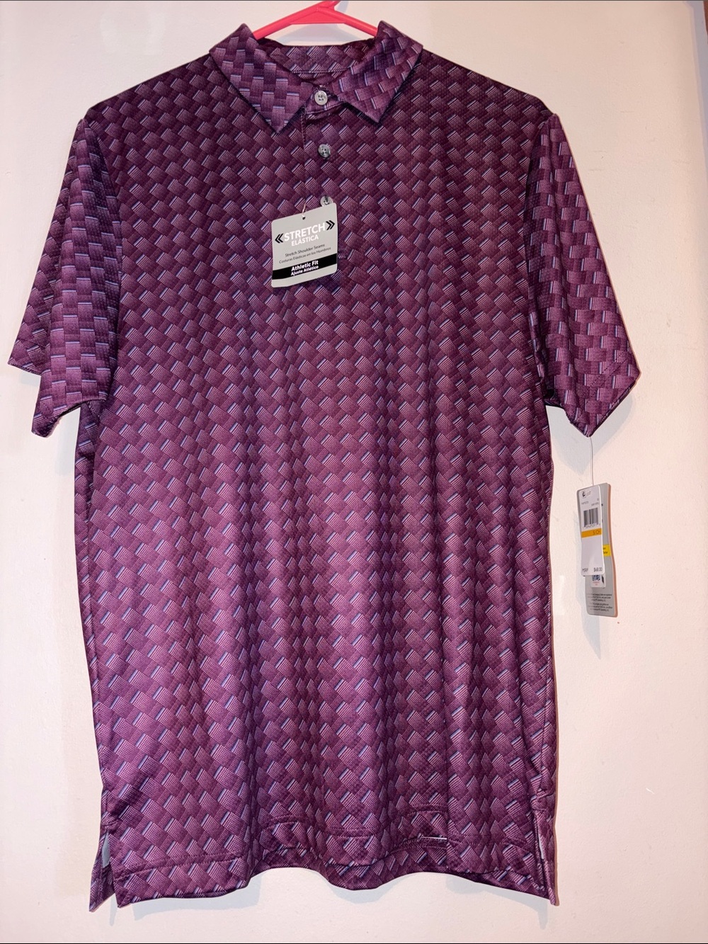 PGA Tour pro series Men's deep plum Basketweave Polo